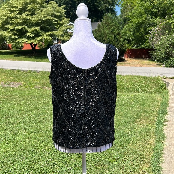 Medium Black Bead & Sequin Formal Wool Top - Picture 2 of 14